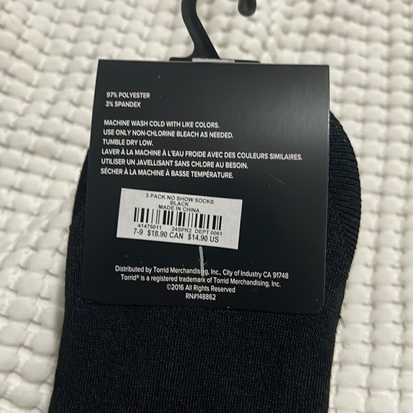 NIP- Torrid - 3 no show socks (7-9) - Picture 3 of 3